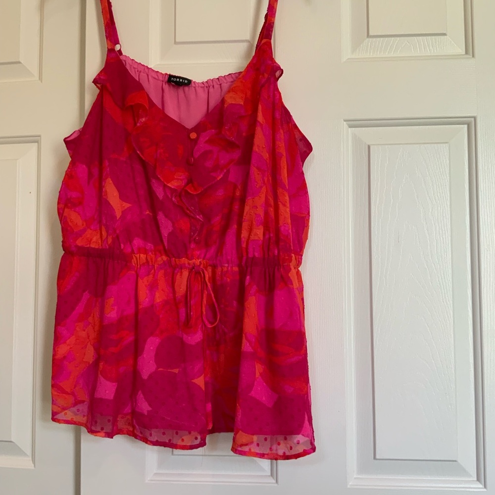 Torrid Pink and Orange Camisole with Ruffles